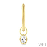 1/3 ctw Bezel Set Oval Cut Diamond Huggie Earrings in 14K Yellow Gold
